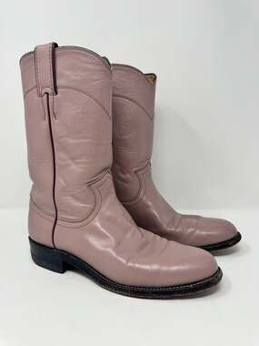 Justin Mauve Leather Roper Cowboy Boots Womens Size 6 Style L3065 USA